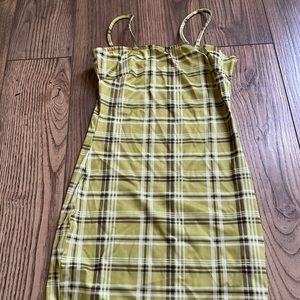 Green plaid bodycon mini dress clueless vibe